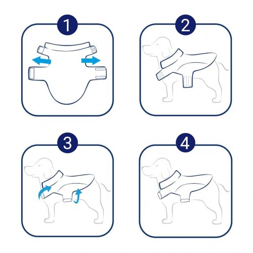 Hunderegnfrakke med refleksstriber polyester L marineblå