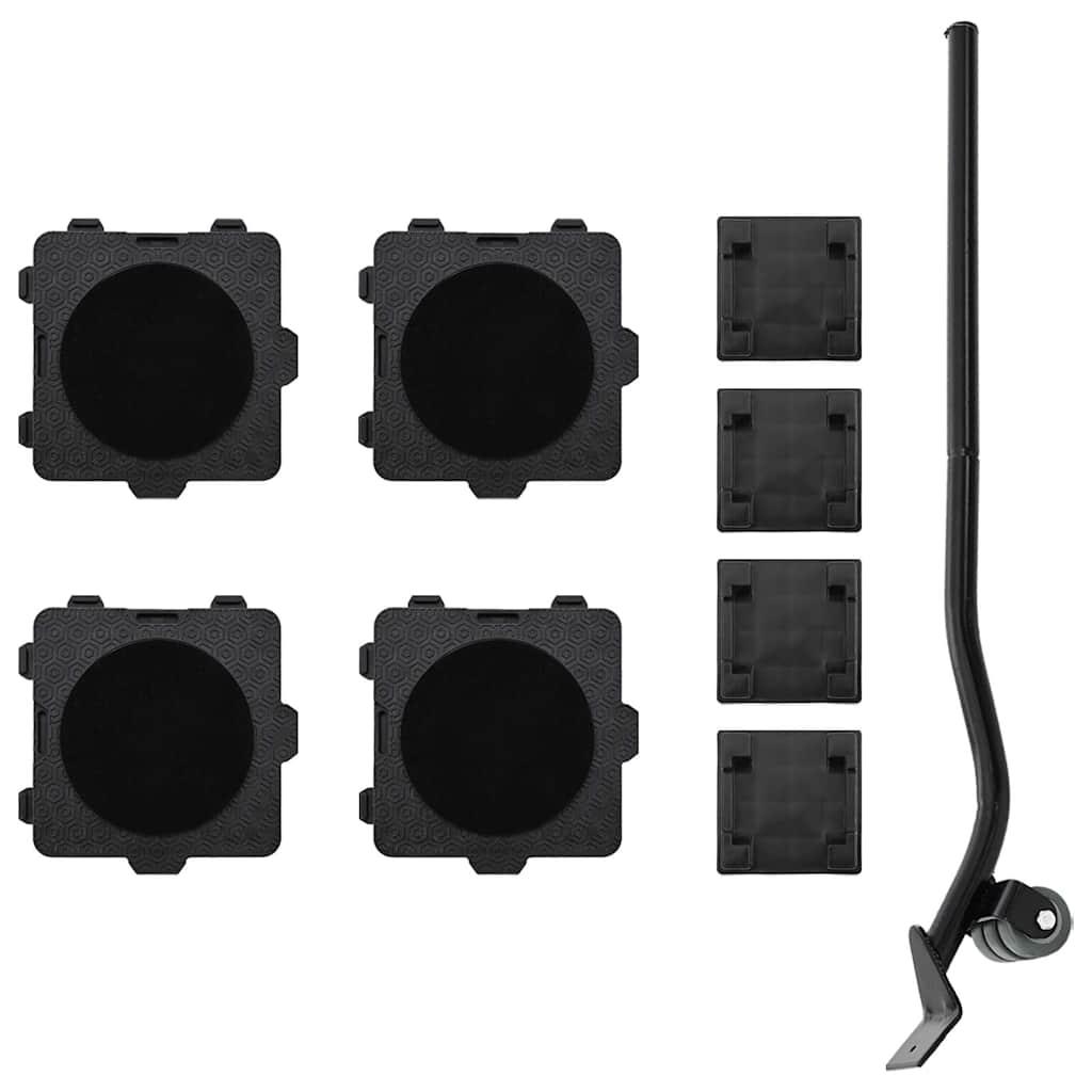 Møbelruller 4 stk. med løfter 13,5x13,5x4,2 cm 300 kg sort