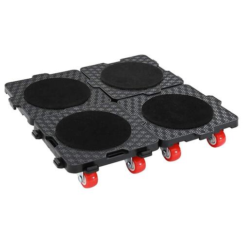 Møbelruller 4 stk. med løfter 13,5x13,5x4,2 cm 300 kg sort