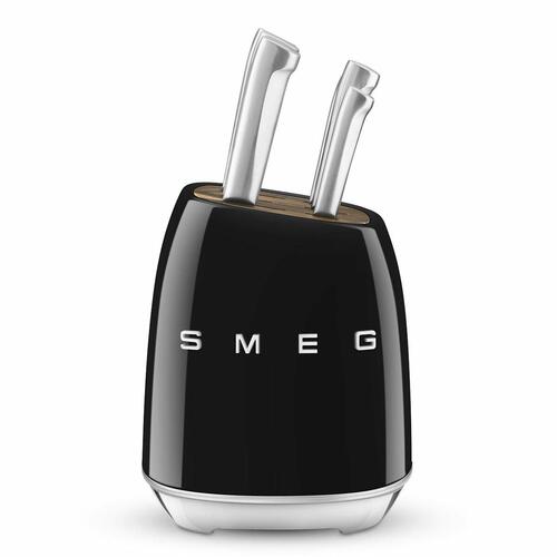 Sæt med køkkenknive og holder Smeg KBSF02BL Sort Rustfrit stål