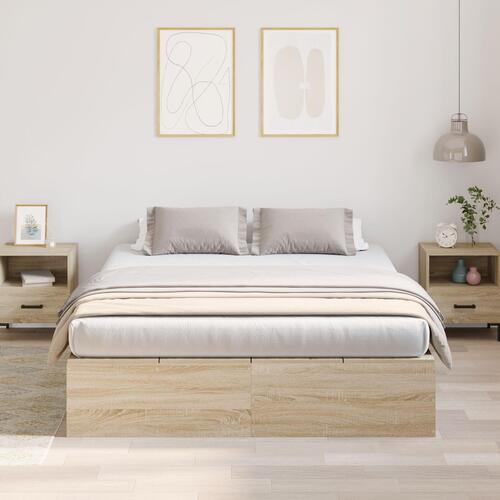 Seng med opbevaring Sonoma egetræ Konstrueret træ 140 x 200 cm