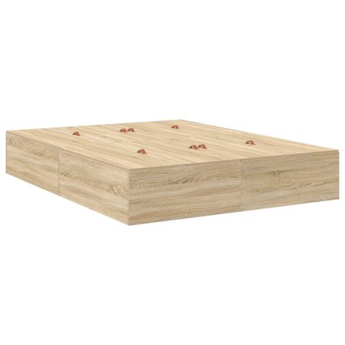 Seng med opbevaring Sonoma egetræ Konstrueret træ 140 x 200 cm