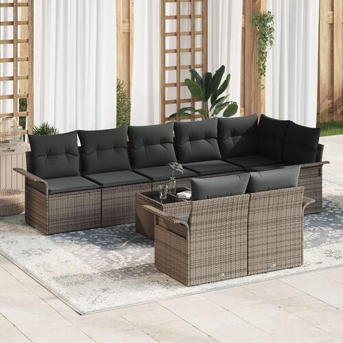 Have Sofa Sæt Sæt med 9 Grå Polyrattan Have Sofa Sæt