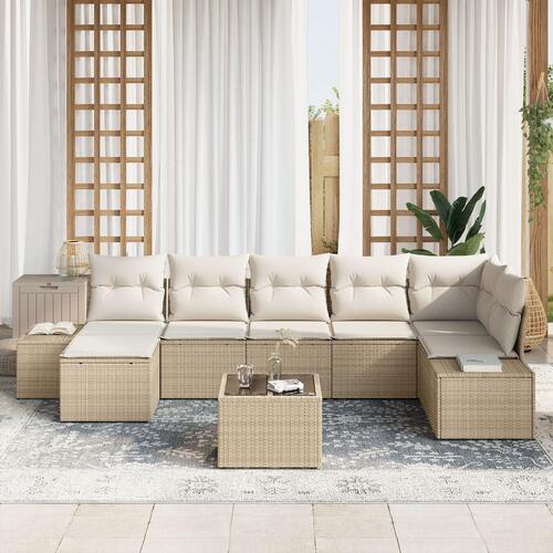 Have Sofa Sæt Sæt af 8 Beige og creme Rattan, polyesterhynder