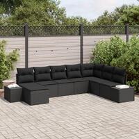 Have Sofa Sæt Sæt af 8 Sort Poly Rattan Udendørs Sofa