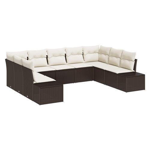 Have Sofa Sæt Sæt af 9 Brun og creme Rattan, polyester