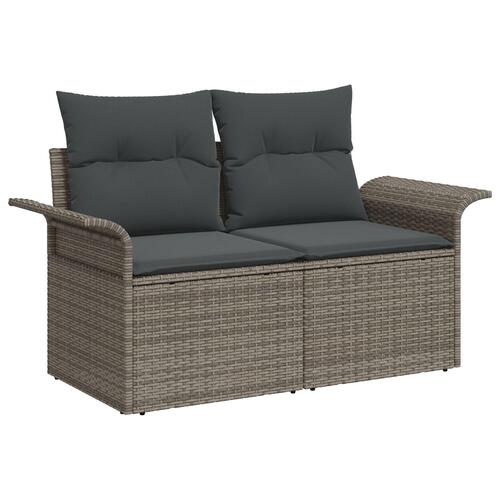 Havesofa Sæt 9 dele Grå Rattan Havemøbler Rektangulær Moderne