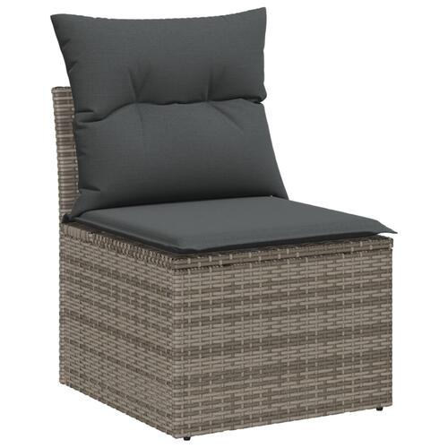 Havesofa Sæt 9 dele Grå Rattan Havemøbler Rektangulær Moderne