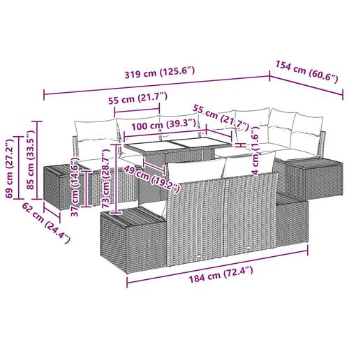 Have Sofa Sæt Sæt med 9 Lys Grå Rattan Have Sofa Sæt