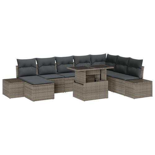 Have Sofa Sæt 9 dele Grå Poly Rattan Hjørnesofa til Haven