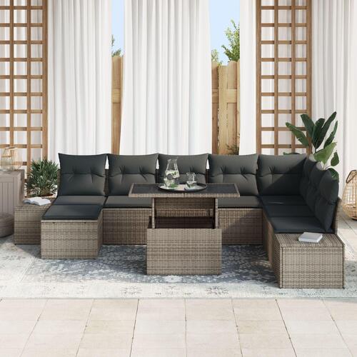 Have Sofa Sæt 9 dele Grå Poly Rattan Hjørnesofa til Haven