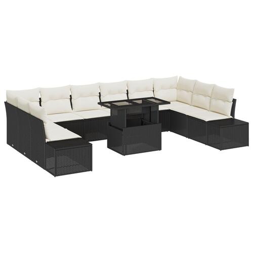 Have Sofa Sæt Sæt af 11 Sort Rattan 11-dele udendørs sofa sæt