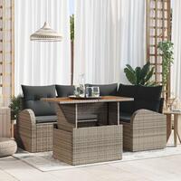 Have Sofa Sæt Sæt af 5 Grå Poly rattan, stål, stof
