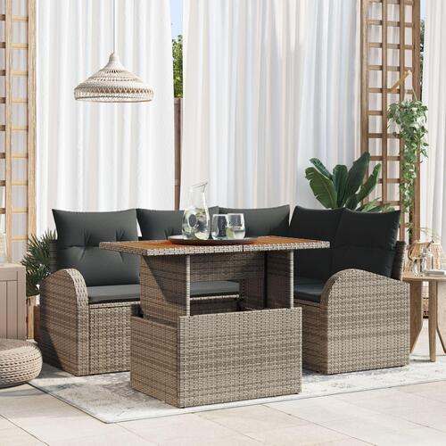 Have Sofa Sæt Sæt af 5 Grå Poly rattan, stål, stof