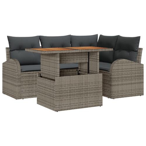 Have Sofa Sæt Sæt af 5 Grå Poly rattan, stål, stof