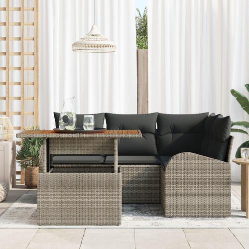 Have Sofa Sæt Sæt af 5 Grå Poly rattan, stål, stof