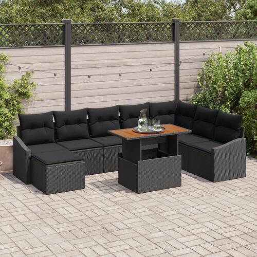 Hjørnesofa sæt Sæt af 9 Grå Rattan Hjørnesofa til haven