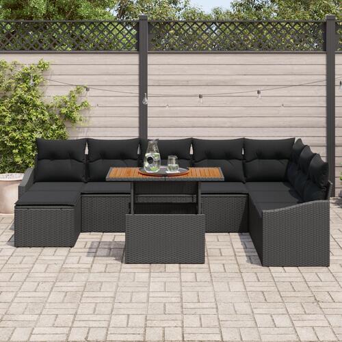 Hjørnesofa sæt Sæt af 9 Grå Rattan Hjørnesofa til haven