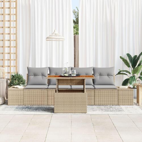 Have Sofa Sæt Sæt af 5 Beige Rattan Have Spise Sæt Rektangulær