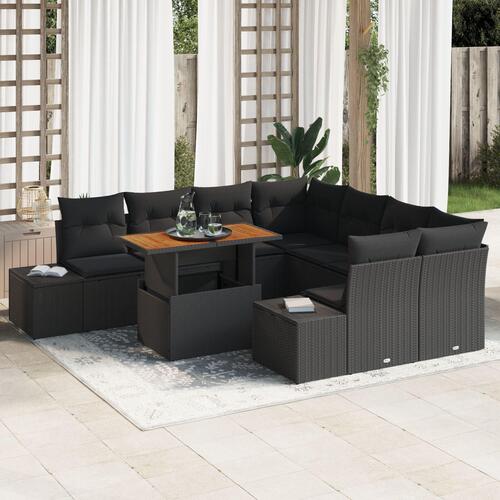 Have sofa sæt Sæt af 9 Sort Flet, stof 4-personers have sofa