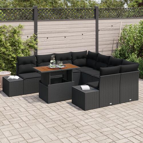 Have sofa sæt Sæt af 9 Sort Flet, stof 4-personers have sofa