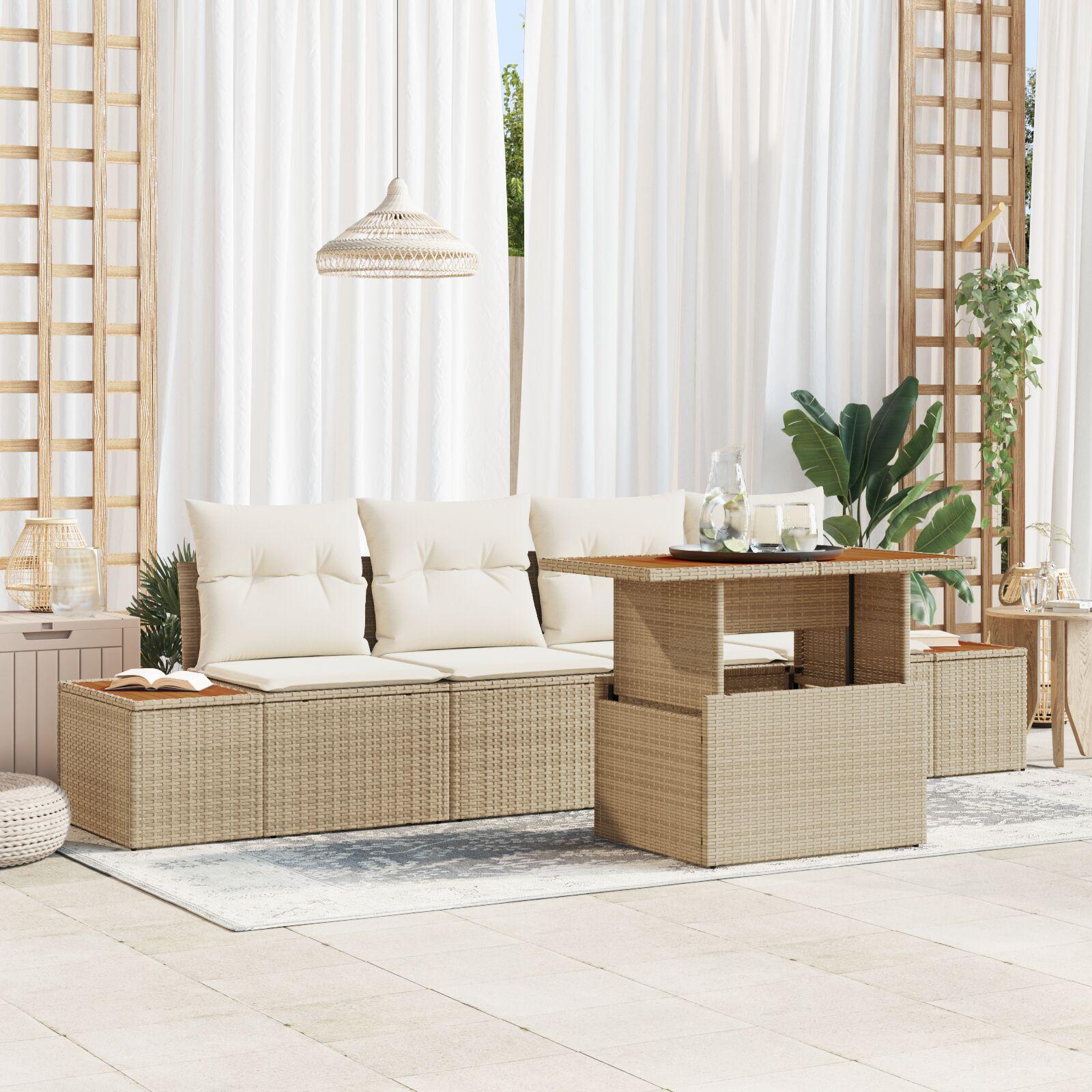 Have Sofa Sæt Sæt af 5 Beige Resin rattan og polyester Have Sofa
