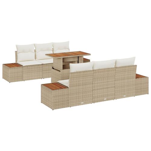 Havemøbelsæt 7 personer Beige Rattan Havemøbel Spisesæt