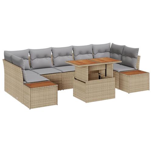 Have Sofa Sæt Sæt af 8 Beige Rattan 8 Personers Have Spisesæt