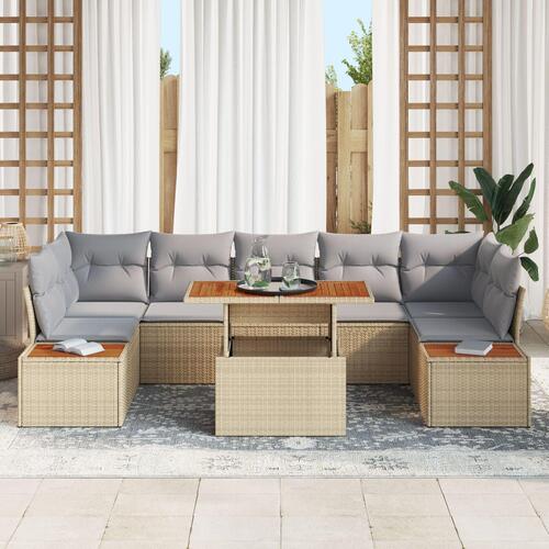 Have Sofa Sæt Sæt af 8 Beige Rattan 8 Personers Have Spisesæt