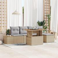 Havemøbel Sæt Sæt af 6 Beige, Grå Rattan, Polyester Havemøbelsæt