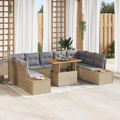 Havensofa Sæt Sæt af 6 Beige, Grå Rattan, Polyester