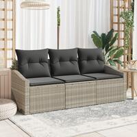 Have-sofa sæt Sæt af 3 Grå Polyethylen rattan, polyester puder