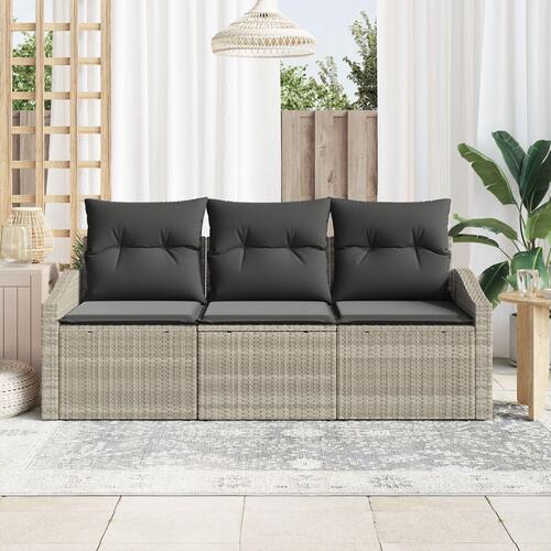 Have-sofa sæt Sæt af 3 Grå Polyethylen rattan, polyester puder