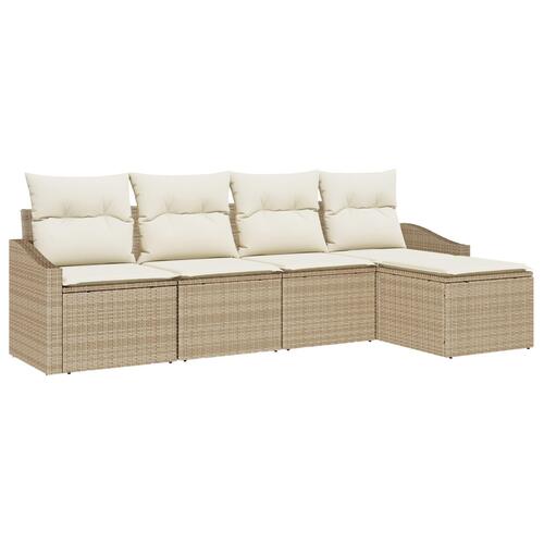 Have Sofa Sæt 5 dele Beige Rattan, Polyester Sofa Rektangulær