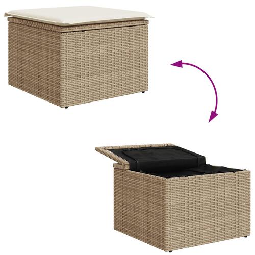 Have Sofa Sæt 5 dele Beige Rattan, Polyester Sofa Rektangulær