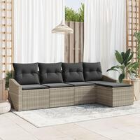 Have Sofa Sæt 5 Dels Beige Rattan, Polyester Sektionalsofa