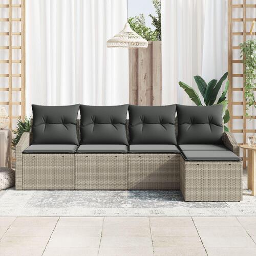 Have Sofa Sæt 5 Dels Beige Rattan, Polyester Sektionalsofa