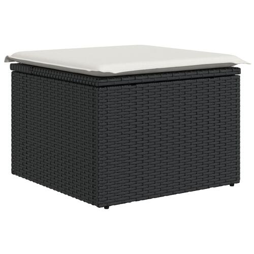 Havemøbel Sofa Sæt 6 dele Sort Rattan Udendørs Sofa Rektangulær