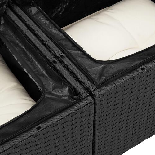 Havemøbel Sofa Sæt 6 dele Sort Rattan Udendørs Sofa Rektangulær