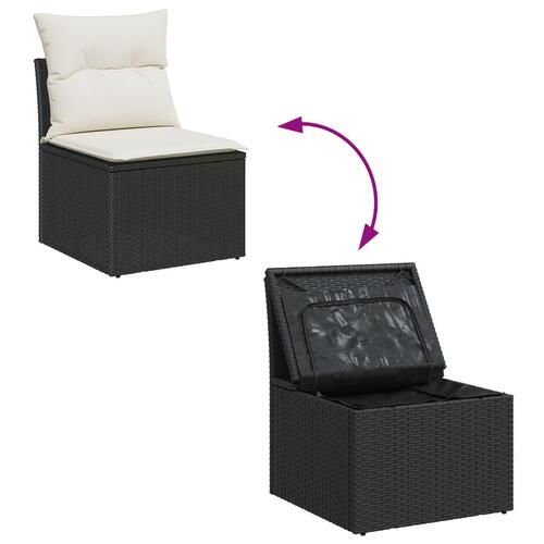 Havemøbel Sofa Sæt 6 dele Sort Rattan Udendørs Sofa Rektangulær