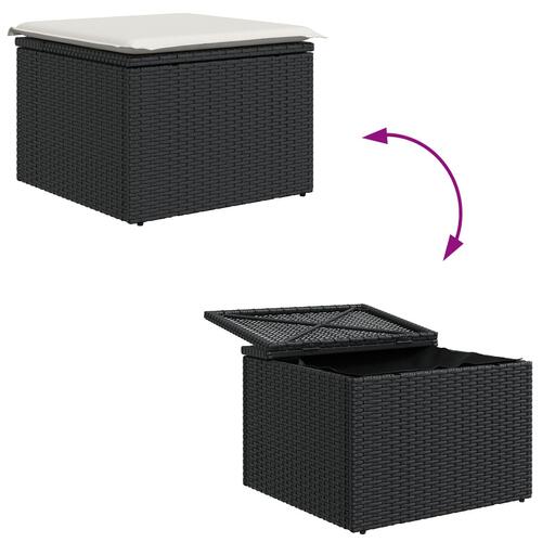 Havemøbel Sofa Sæt 6 dele Sort Rattan Udendørs Sofa Rektangulær