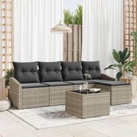 Have Sofa Sæt 6 Stykker Beige Rattan Udendørs Sofa Rektangulær