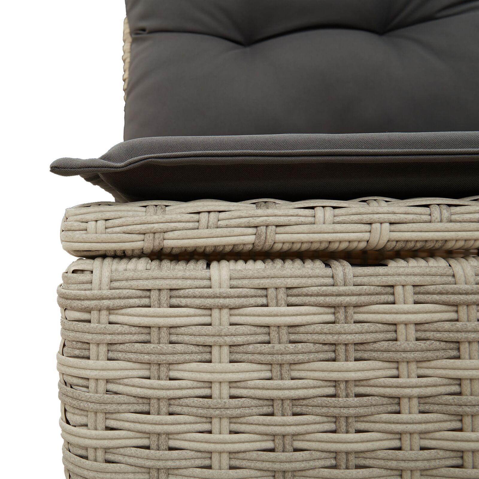 Have Sofa Sæt 6 Stykker Beige Rattan Udendørs Sofa Rektangulær