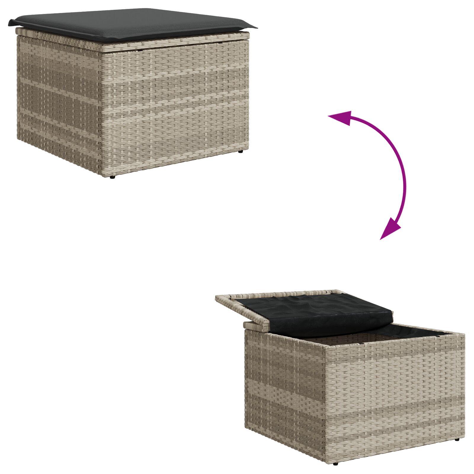Have Sofa Sæt 6 Stykker Beige Rattan Udendørs Sofa Rektangulær