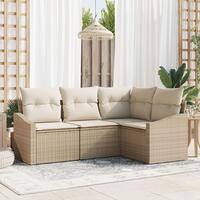 Have Sofa Sæt Sæt af 4 Beige PE Rattan Havehjørnesofa