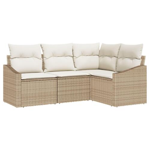 Have Sofa Sæt Sæt af 4 Beige PE Rattan Havehjørnesofa