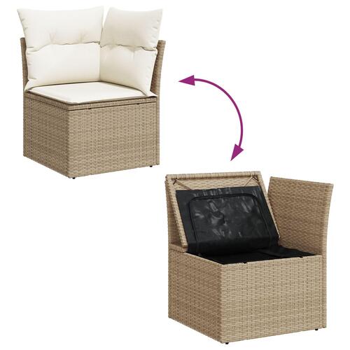 Have Sofa Sæt Sæt af 4 Beige PE Rattan Havehjørnesofa