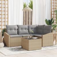 Have Sofa Sæt Sæt af 5 Beige Rattan Have Spisebordssæt