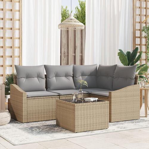 Have Sofa Sæt Sæt af 5 Beige Rattan Have Spisebordssæt