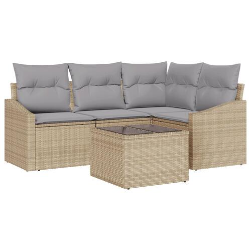 Have Sofa Sæt Sæt af 5 Beige Rattan Have Spisebordssæt